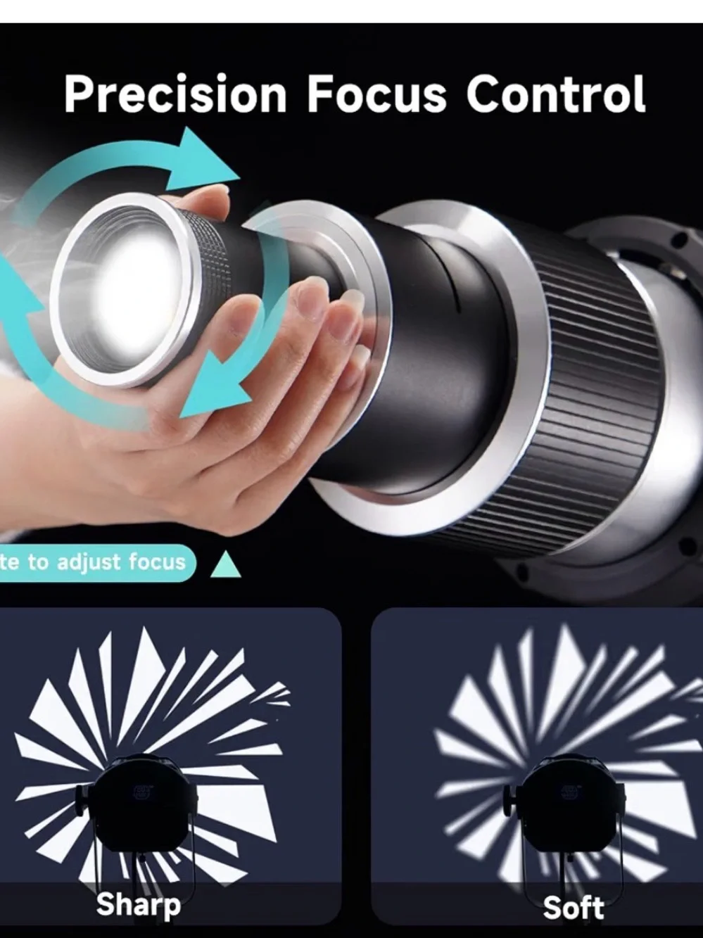 YSKE Optical Snoot Spotlight Projector Bowens Mount + 35 Gobos & 5 Color Gels